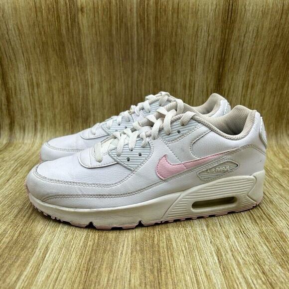 Women's Size 8.5 Youth 7 - Nike Air‎ Max 90 LTR White Sneakers Shoes CD6864-121 - Picture 3 of 9